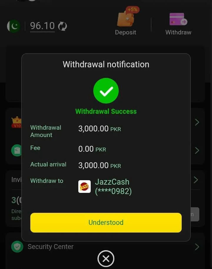 SV Game Withdrawal Proof 